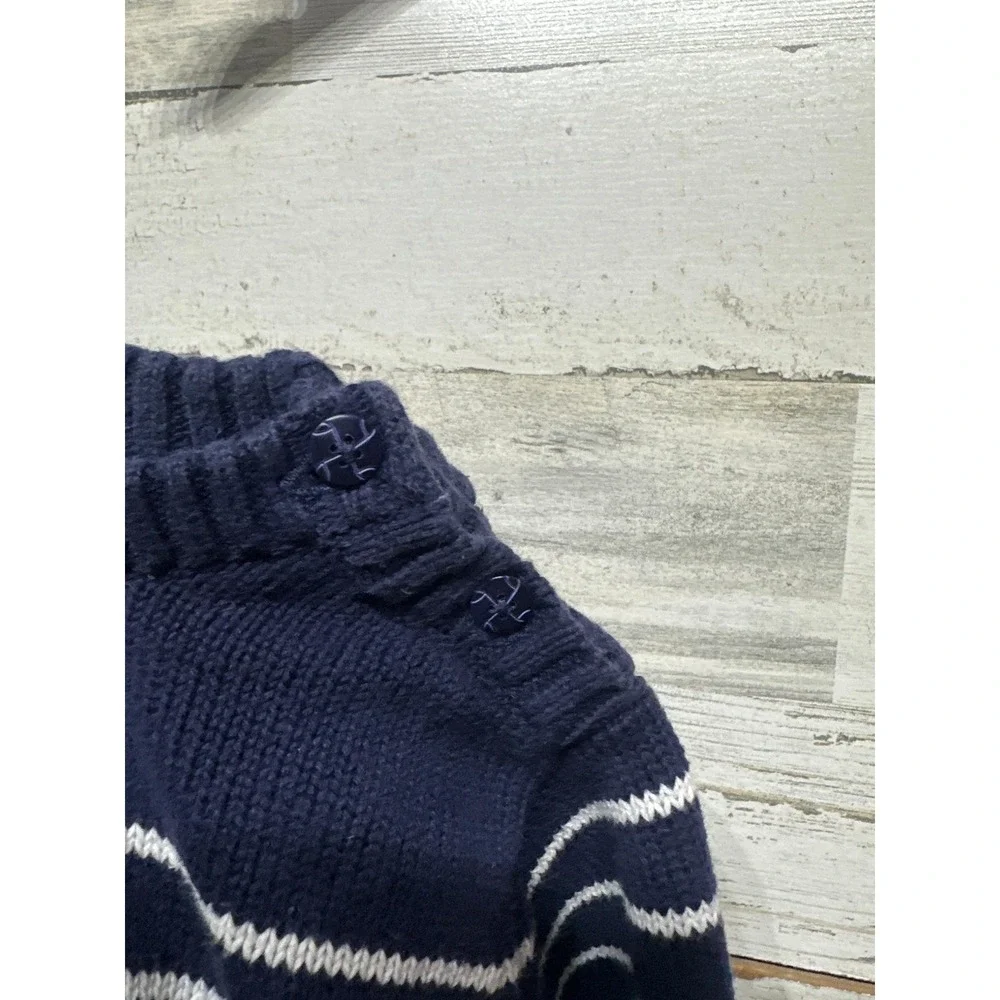 Vintage Gymboree Striped Sweater Boys 12-18 Months Navy Blue Nautical Knit EUC
